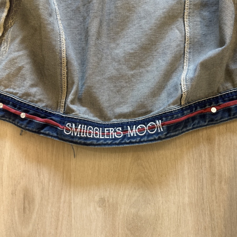 Smugglers Moon Denim Vest Men's L Distressed Painted Y2K Biker Grunge Jean - Picture 7 of 13